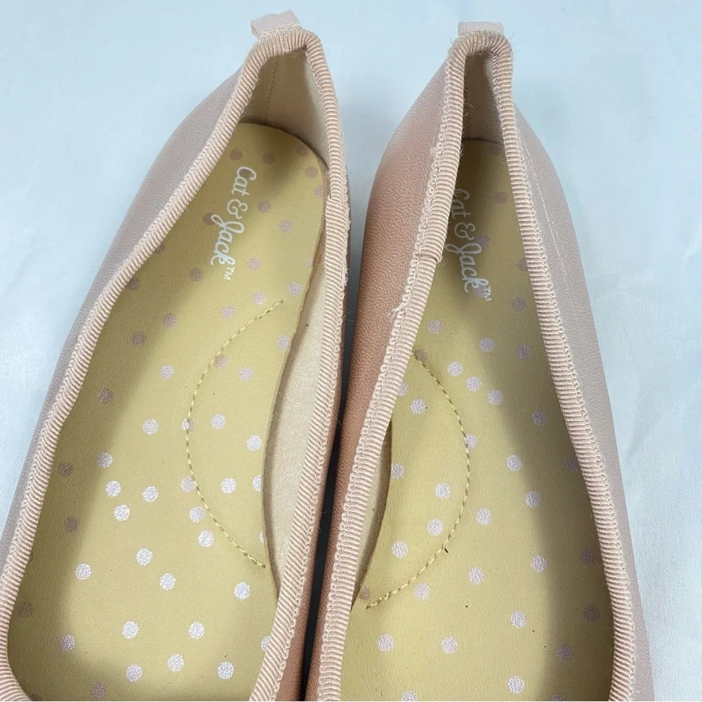 Cat & Jack Girl Chic Ballet Flats with Bow Accent Rose Gold Metallic Size 13